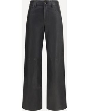 7FOR Straight-Leg Leather Pants - Black