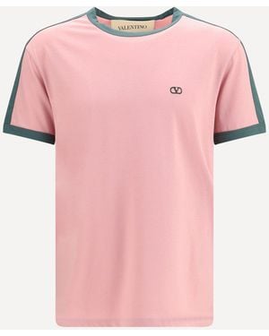 Valentino Embroidered Logo Cotton-Jersey T-Shirt - Pink