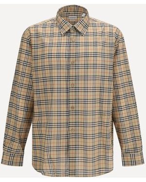 Burberry Check All-Over Cotton Shirt - Natural