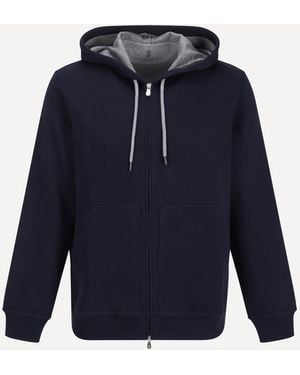 Brunello Cucinelli Monochrome Hoodie Cobalto - Blue