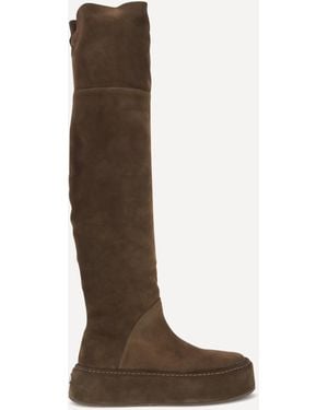 Casadei Suede Knee-High Boots - Brown