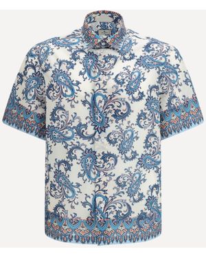 Etro Cotton Shirt With Floral And Paisley Motif - Blue