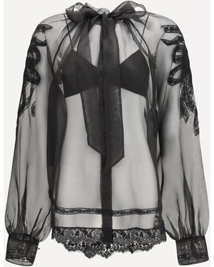 Ermanno Scervino Camicia Trasparente Con Fiocco E Dettagli - Grigio