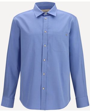 Valentino Lightweight Cotton Shirt With Vgold - Blue