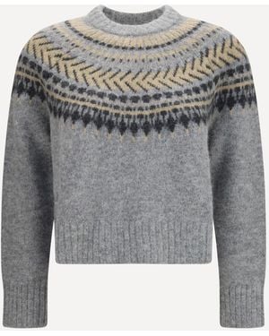 Barbour Annette Fair Isle Crewneck Sweater - Gray
