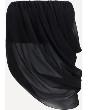 Francesco Murano Sheer Draped Top - Black