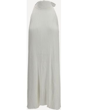 GONGDID DESIGN Wavy Halter Dress - White