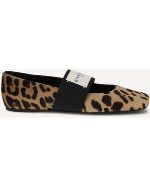 Givenchy Leopard Print Sliced Square Ballerinas - White