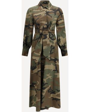 Ella Long Camouflage Dress - Green