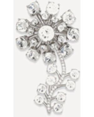 Self-Portrait Crystal Flower Brooch - White