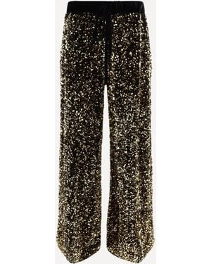 Ella Velvet Trousers With Sequins - Metallic