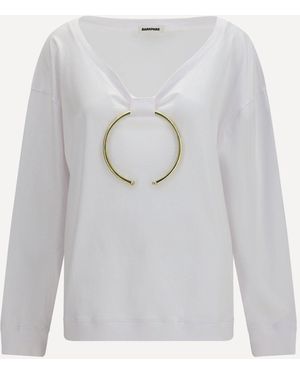 DARKPARK Erin Necklace Off-Shoulder Cotton Top - Gray