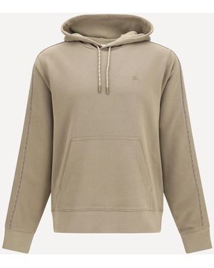 Burberry Check Hoodie With Drawstrings - Natural