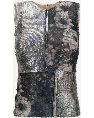 Margiela Floral Sequin Top - Gray