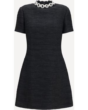 Valentino Embroidered Mini Dress Embroideries - Black