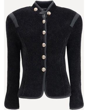 Giorgio Armani Silk Blazer With Decorative Metal Shank Buttons - Blue