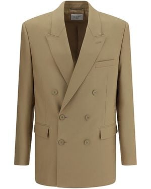 Saint Laurent Wool Blazer Jacket - Brown