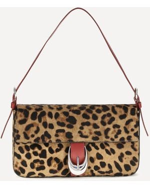 STAUD Leopard Harlow Shoulder Bag - White
