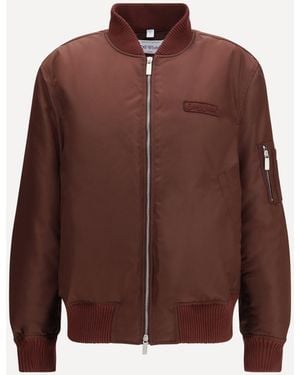 Off-White c/o Virgil Abloh Embroidered Logo Nylon Bomber Jacket - Brown
