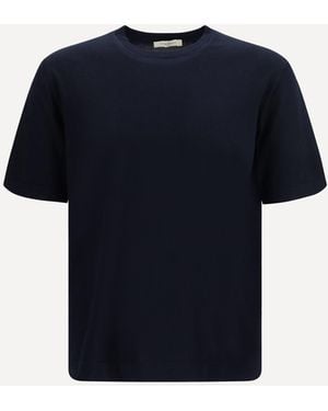 Piacenza Cashmere Short-Sleeve Crewneck Jumper - Blue