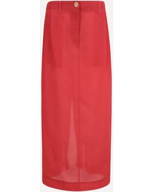 KHAITE Lucian Midi Skirt Raspberry - Red