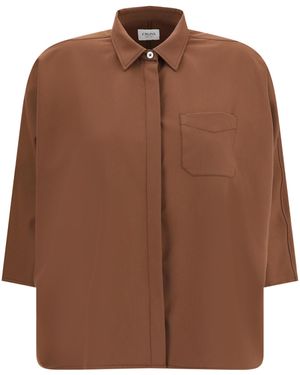 Cruna Camicia Con Maniche A Pipistrello - Marrone