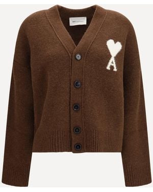 Ami Paris Ami De Coeur Cardigan - Brown