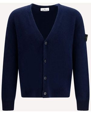 Stone Island Alpaca And Wool-Blend V-Neck Cardigan - Blue