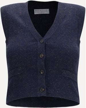 Brunello Cucinelli Sleeveless Cardigan - Blue