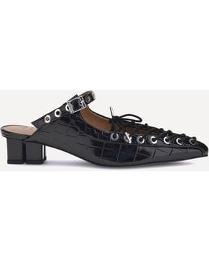 Ganni Mules Con Lacci - Bianco