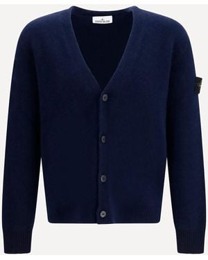 Stone Island Alpaca And Wool-Blend V-Neck Cardigan - Blue