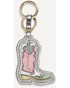 Ganni Western Boot Keyring - White