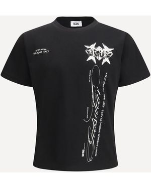Gcds History Print Cotton T-Shirt - Black