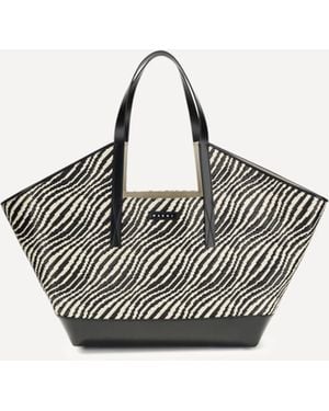 Marni Raffia Effect Fabric Tote Bag - Black