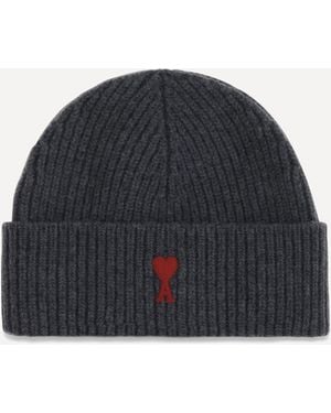 Ami Paris Quota Ami De Coeur Wool Beanie - Blue