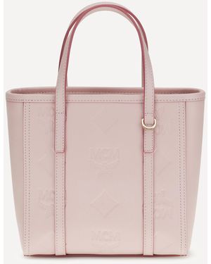 MCM Toni Small Tote Bag With Embossed Maxi Visetos Motif - Pink