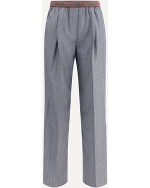 Miu Miu Pantaloni A Righe - Grigio