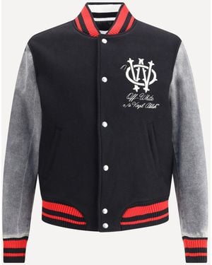 Off-White c/o Virgil Abloh Gothic Ow Wool Varsity Jacket - Blue