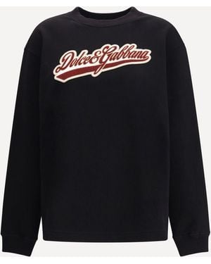 Dolce & Gabbana Cotton Sweatshirt With Patch - Black
