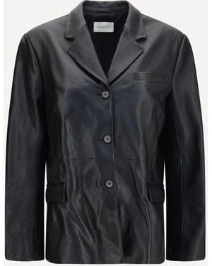 Magda Butrym Leather Blazer Jacket - Black
