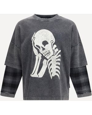 Palm Angels Skull Double Long-Sleeved Shirt - Grey