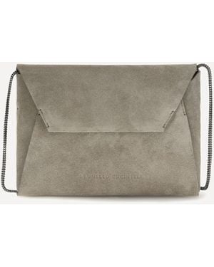 Brunello Cucinelli Bc Duo Suede Clutch Bag - Gray