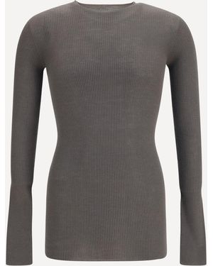 Rick Owens Slim Ribbed Long-Sleeve Jumper - Grey