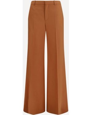 Chloé High-Waisted Flared Cotton Pants - Brown