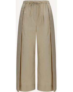 Loewe Pleated Wide-Leg Cropped Drawstring Trousers - Natural