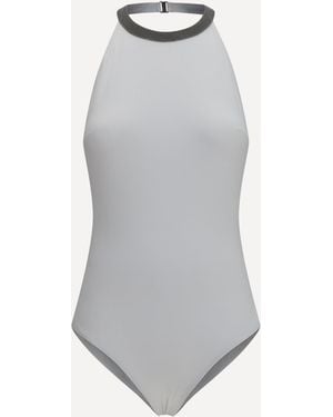 Brunello Cucinelli One-Piece Swimsuit With Monili Embellishment - Gray
