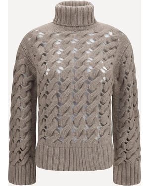 P.A.R.O.S.H. Perforated Turtleneck Jumper - Grey