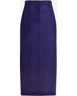 KHAITE Lucian Midi Skirt - Blue
