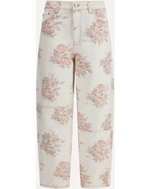 Ganni Stary Floral-Print Jeans - White