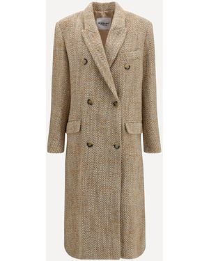 Isabel Marant Pilda Herringbone Wool-Blend Coat - Natural